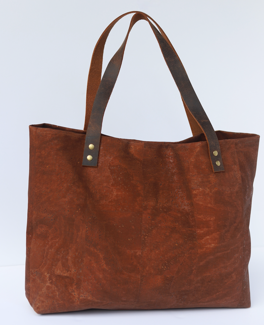Chocolate Lālea Tote with Navy Ocean Stripe